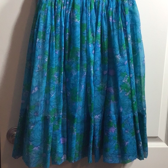 Vintage 1950s formal blue floral dress size 9 in excellent condition - Picture 3 of 12